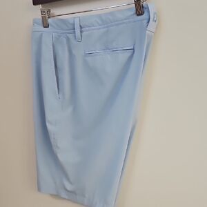 Men's Light Blue Flat Front Performance Shorts